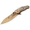 Masters Collection Spring Assisted Gold Dragon Mirror Polished Knife