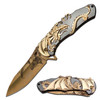 Masters Collection Spring Assisted Gold Dragon Mirror Polished Knife