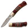 Elk Ridge Gentleman's Folder Pocket Knife Wood Handle Damascus Etched Blade