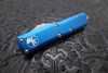 Microtech UTX-85 Auto OTF Knife Stonewashed Drop Point Blade, Blue Aluminum Handles