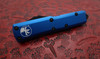 Microtech UTX-85 Auto OTF Knife Black Double Edge Dagger Blade, Blue Aluminum Handles