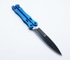 Tactical Spear Point Aluminum Handle Butterfly Knife - Blue