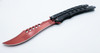 Recurve Balisong Butterfly Knife with Textured Handle - Red Knife