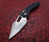 Microtech/Borka Blades Automatic Stitch Stonewashed Spear Point Combo Blade, Black Aluminum Handle