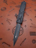 Microtech Dirac Delta Tactical Automatic OTF Knife Black DLC Double Edge Dagger Blade, Black Aluminum Handle