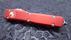 Microtech Ultratech Automatic OTF Knife Stonewashed Plain/Serrated Double Edge Dagger Blade, Red Aluminum Handle