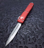 Microtech Ultratech Automatic OTF Knife Stonewashed Plain/Serrated Double Edge Dagger Blade, Red Aluminum Handle