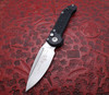 Microtech LUDT Gen III Automatic Folding Knife M390MK Stonewashed Drop Point Plain Blade, Black Aluminum Handles with 3M Traction Tape Inserts