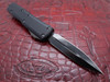 Microtech Signature Series UTX-85 Shadow Automatic OTF Black DLC Damascus Double Edge Blade Black Aluminum Handles DLC Hardware