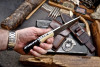 CFK Handmade ATS 34 Custom CAMEL BONE BISON HORN Hunting Skinner Camping Knife Scout Carry