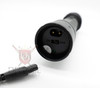 Bottom charging port and power switch detail of the Cheetah Shield CH-45BK flashlight stun gun.