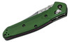 Benchmade 940 Osborne Folding Knife Satin Plain Blade Green Aluminum Handle AXIS/Crossbar Lock