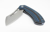 Tuya Kostoba Folding Knife Blue Carbon Fiber Handle N690 Standard Edge Stonewash Blade