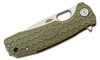 Honey Badger Medium Flipper Knife Satin Drop Point Blade Green FRN Handle