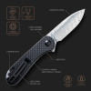CIVIVI Elementum Flipper Knife Carbon Fiber & G10 Handle (2.96" Damascus Blade)