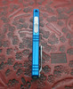 Microtech Hera II Mini OTF Automatic Knife Stonewashed Double Edge Bayonet Blade, Blue Deep Engraved Aluminum Handle