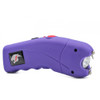 Cheetah Cyclone CH-23PR purple rechargeable stun gun with ergonomic curved grip, front contact probes, and integrated LED flashlight.