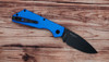 Pro-Tech Strider PT203-BLUE Automatic Knife – Black DLC Drop Point Blade with Blue Aluminum Handle