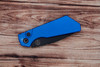 Pro-Tech Strider PT203-BLUE Automatic Knife – Black DLC Drop Point Blade with Blue Aluminum Handle
