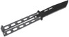 Bear & Son Butterfly Knife Black 1095 Tanto Blade, Silver Vein Slotted Zinc Handles, Latch Lock