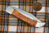 Deerfoot Tornado by Spadon & Dolphins – 11" Italian Auto Knife | Orange Poplar Burl Handle, Ring Pull Lock