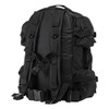 Rear angled view showing padded shoulder straps, waist strap, and side pouches