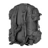 Rear view of the backpack displaying padded straps, sternum clip, and adjustable waist belt