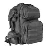 Angled view of the backpack highlighting its storage compartments and rugged PVC construction