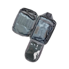 Rear view showing MOLLE straps with button snaps and carry loop