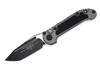 Microtech LUDT Gen III Tanto knife with black blade and natural clear aluminum handle.