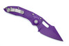 Microtech Stitch-A AUTO Folding Knife purple aluminum handle with stainless pocket clip.