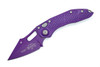 Microtech Stitch-A AUTO Folding Knife purple Cerakote spear point blade side view.