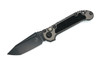 Open side view of Microtech LUDT Gen III showing black DLC tanto blade and traction inlays.