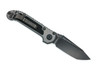 Reverse side view of open Microtech LUDT Gen III showing tip-up black pocket clip.