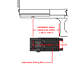 Mount dimensions diagram showing adjustable rail fitment (1.09 – 1.68 in)