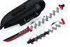 A striking fusion of anime-style katana aesthetics and modern OTF mechanics, the Katana Flame Quick-Slide Knife delivers showpiece visuals with everyday carry practicality. Featuring a bold white handle wrapped in a black zig-pattern motif and accented with red end caps, this knife brings unmistakable character to your collection. The black-and-red trailing-point blade showcases fire-etched artwork and stylized kanji characters, giving it a dramatic look straight out of a fan-favorite series.

The fast-track slide mechanism deploys the blade with a clean, controlled action for reliable everyday use. At 3.375 inches, the stainless steel blade offers an agile cutting profile suited for light utility tasks while still maintaining the unmistakable curve of a katana tip. A deep-carry pocket clip and included nylon sheath give you flexible carry options whether you're on the move, at work, or adding it to your display.

Perfect for collectors, anime fans, and EDC enthusiasts seeking something unique, this OTF blade blends creativity with capability—all in a slim, comfortable form factor.

Specifications

Blade Length: 3.375 inches

Overall Length: 8.375 inches

Closed Length: 5 inches

Weight: 4.34 oz

Blade Color: Black/Red

Blade Style: Trailing Point

Blade Edge: Plain

Handle Color: White with Black Zig Pattern & Red Accents

Mechanism: Quick-Slide (Single Action)

Pocket Clip: Yes

Sheath/Holster: Nylon Sheath Included

Theme: Flames / Anime-Inspired