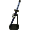 Mini katana letter opener resting in the included nylon fiber display stand.