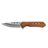 Elk Ridge knife shown open from side view highlighting wood handle scales and satin blade finish