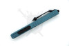Slim carry profile of the Ultratech with pocket clip mounted on the cyan handle