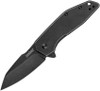 Kershaw Gravel 2065 assisted folding knife open, featuring a BlackWash reverse tanto blade and stainless steel handle on white background.