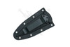 Black Kydex sheath for MTech bronze fixed blade push dagger featuring metal belt clip and riveted mounting points.