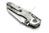 Rear view of stonewashed titanium pocket clip on Microtech Marfione Select MSI