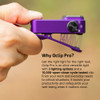 Side profile of purple Oclip Pro with steel clip and rotary selector