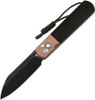ArtisanCutlery Holm button lock folding knife with black Wharncliffe AR-RPM9 blade and ebony wood handle with rose gold bolsters