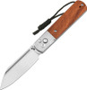 Artisan Cutlery Holm 1875P-RW folding knife open with 3.1 inch stonewashed AR-RPM9 Wharncliffe blade and rosewood handle scales with stonewashed steel bolsters.