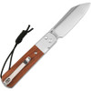 Artisan Cutlery Holm rosewood button lock folding knife closed, showing deep carry stainless steel pocket clip and lanyard.