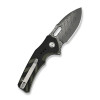 CIVIVI Vexron open clip-side view with Damascus blade, black and green G10 handle, reversible pocket clip
