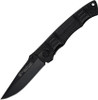 Smith & Wesson Extreme OPS SWEX3 folding knife open with black drop point blade and textured black aluminum handle.
