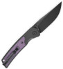 Close-up of Bestechman Icebreaker pocket clip side with purple G10 inlay and black hardware.