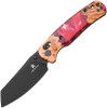 estechman Cicada's Wing BMK06-W-5 open view showing black PVD cleaver-style blade with thumb stud and wood resin handle